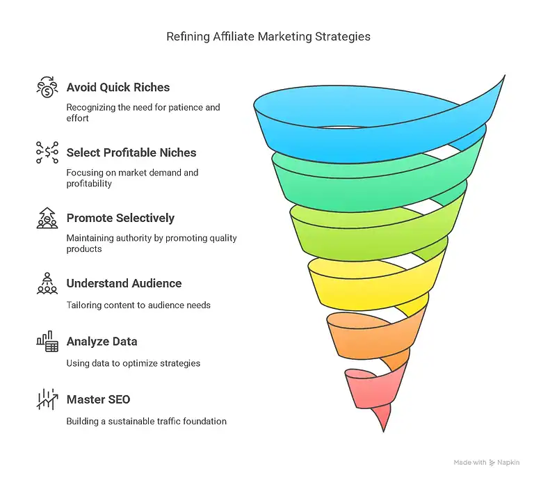 Affiliate Marketing Funnel: Strategies for success, including SEO, audience understanding, and data analysis.